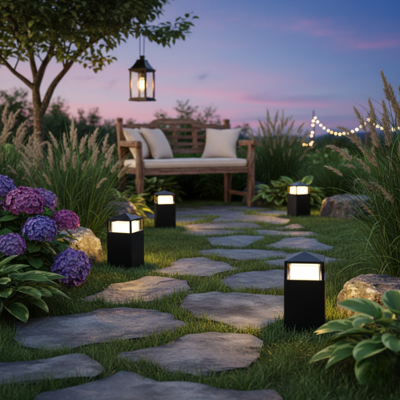 Kairo | Black LED Cylinder Ground Light Hardwired Outdoor Lights