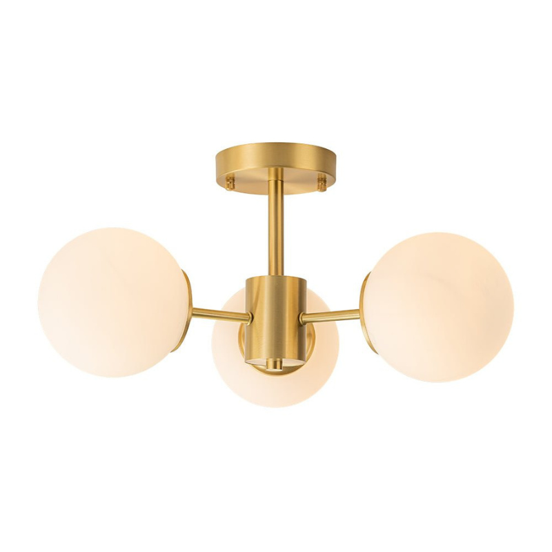 Kaida | Mid-Century 3-Glass Globe Semi-Flush Mount Light Ceiling Lamp