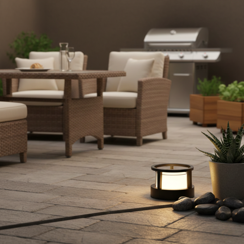 Kairo | Black LED Cylinder Ground Light Hardwired Outdoor Lights