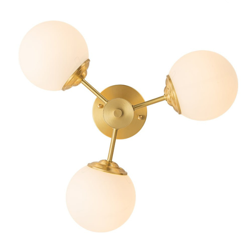 Kaida | Mid-Century 3-Glass Globe Semi-Flush Mount Light Ceiling Lamp