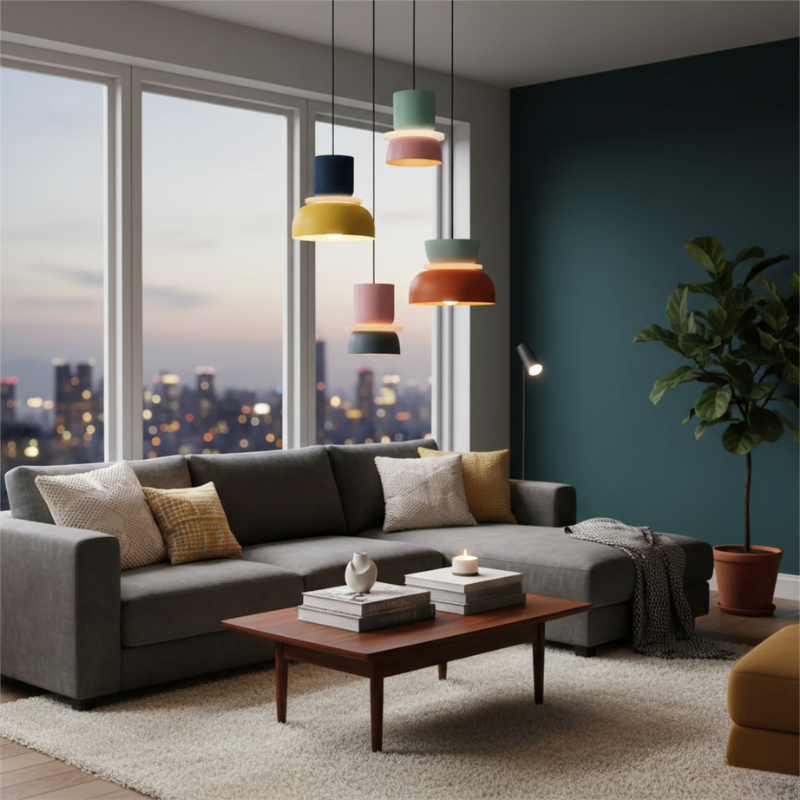 Torin | Colorful Scandinavian Nordic Acrylic Bowl Pendant Light