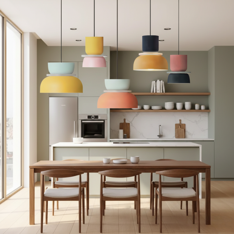 Torin | Colorful Scandinavian Nordic Acrylic Bowl Pendant Light