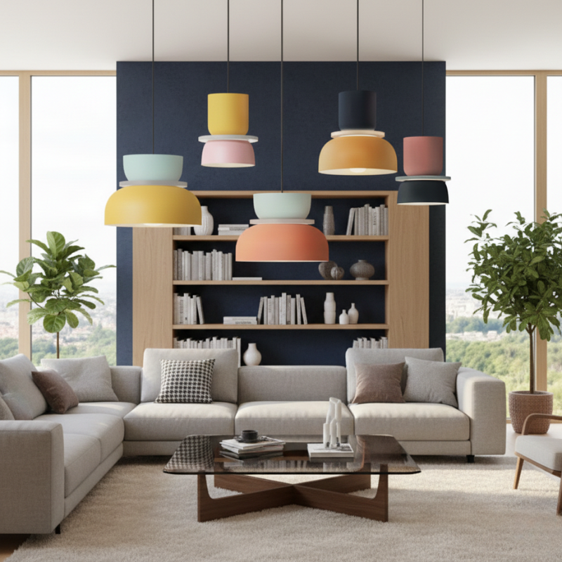 Torin | Colorful Scandinavian Nordic Acrylic Bowl Pendant Light