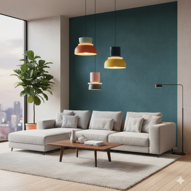 Torin | Colorful Scandinavian Nordic Acrylic Bowl Pendant Light