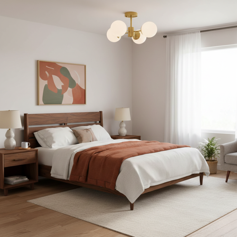 Kaida | Mid-Century 3-Glass Globe Semi-Flush Mount Light Ceiling Lamp