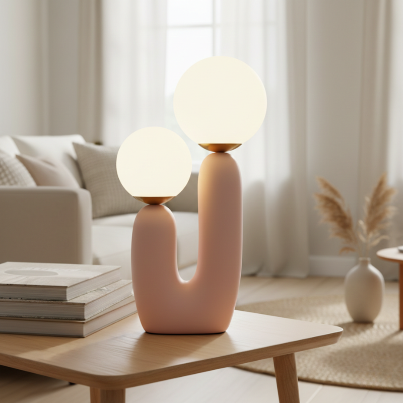 Zavira | Modern Streamlined Glass Globe Table Lamp for Bedroom
