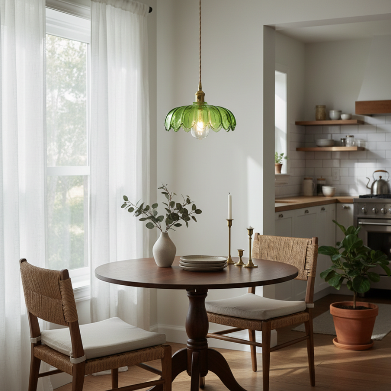 Roselle | Vintage Glass Pendant Light Flower Design for Dining Room