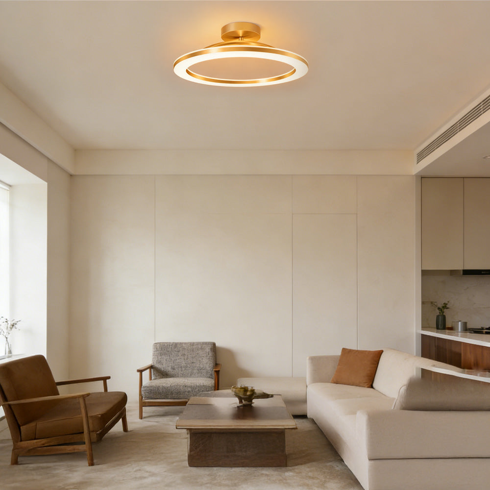 Lyra | Ceiling Light Gold Iron LED Flush Mount for Hallway and Entryway