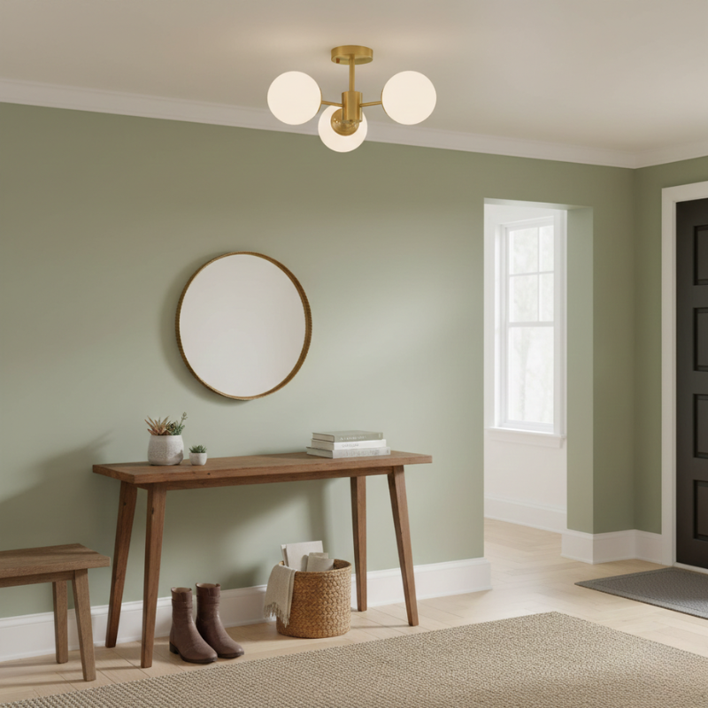 Kaida | Mid-Century 3-Glass Globe Semi-Flush Mount Light Ceiling Lamp