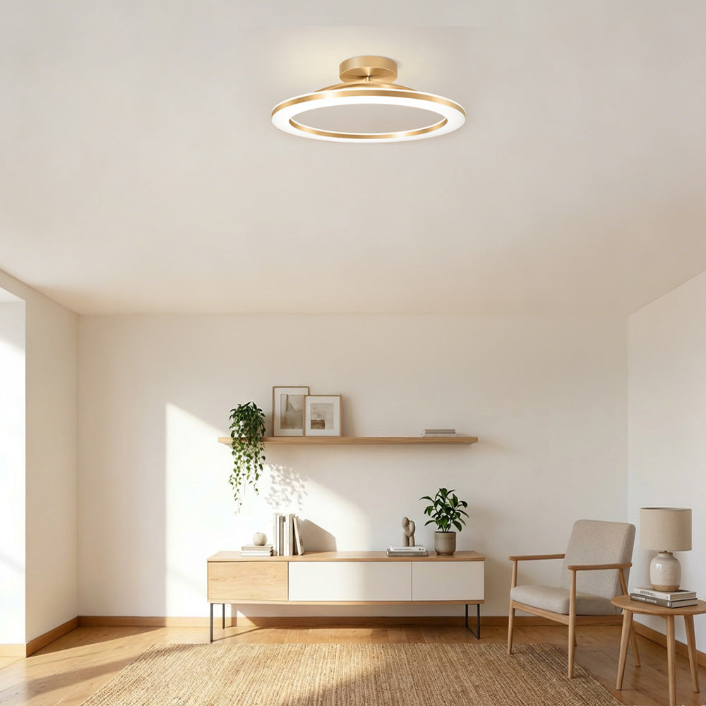 Lyra | Ceiling Light Gold Iron LED Flush Mount for Hallway and Entryway
