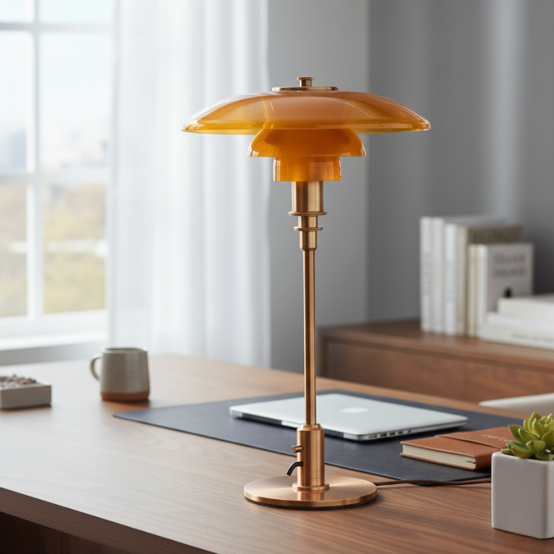 Orluna | Copper Base Art Deco Modern Desk Lamp for Office Lighting
