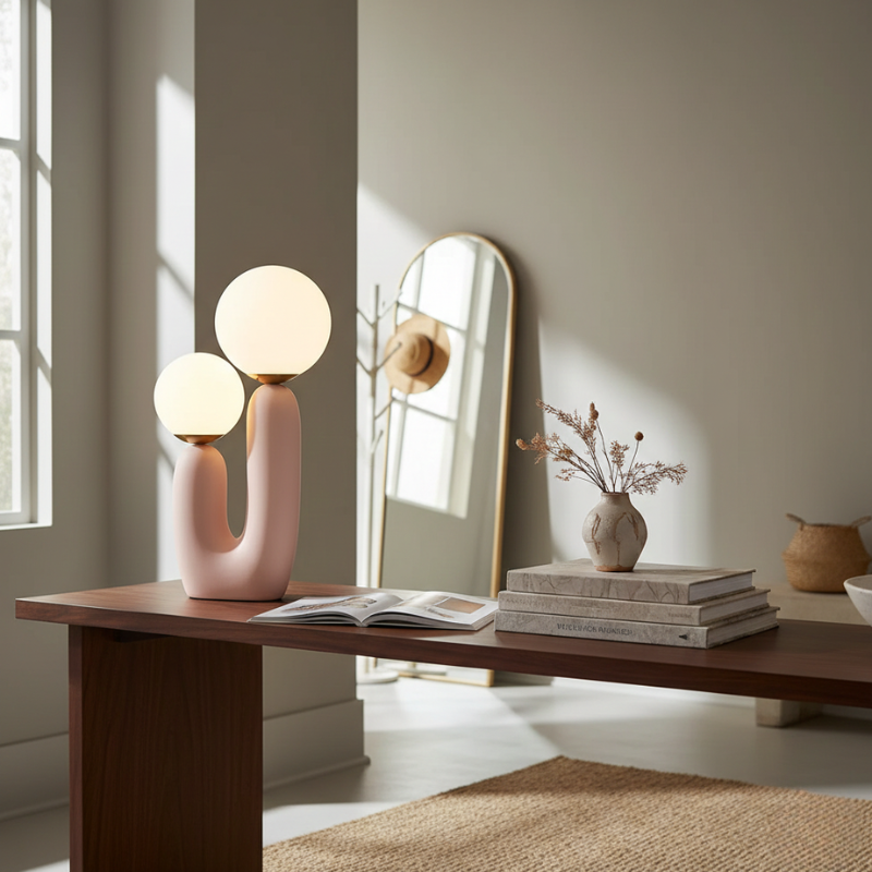 Zavira | Modern Streamlined Glass Globe Table Lamp for Bedroom