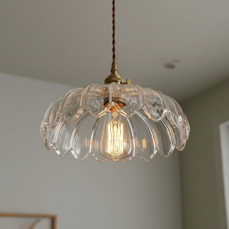 Roselle | Vintage Glass Pendant Light Flower Design for Dining Room