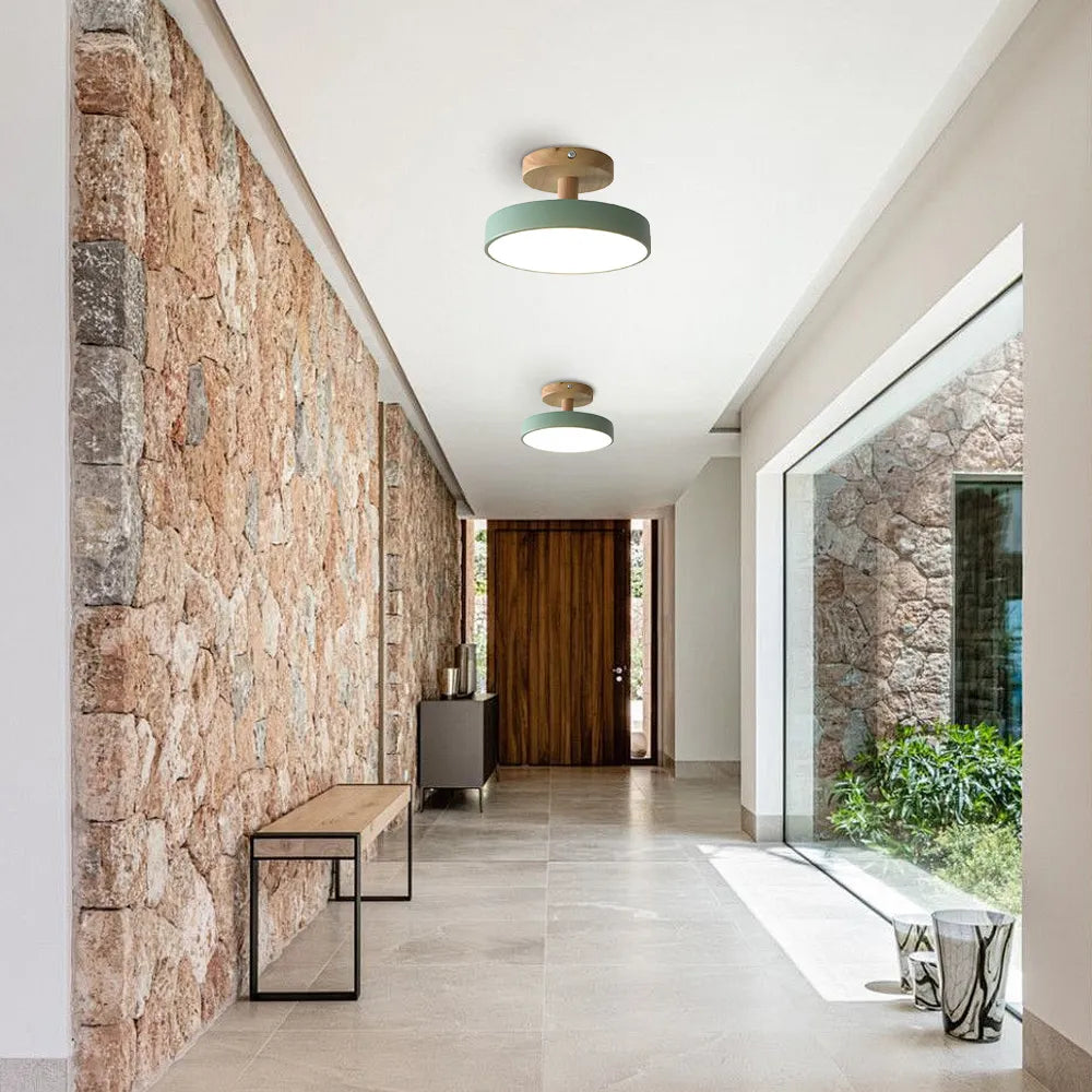 Nova | LED Scandinavian Flush Mount Ceiling Light, Wooden Ceiling Base