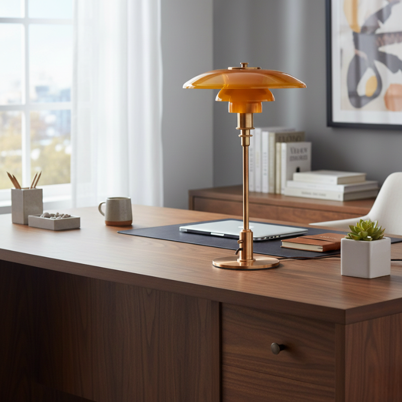 Orluna | Copper Base Art Deco Modern Desk Lamp for Office Lighting