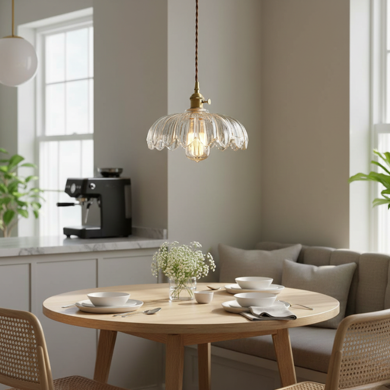 Roselle | Vintage Glass Pendant Light Flower Design for Dining Room