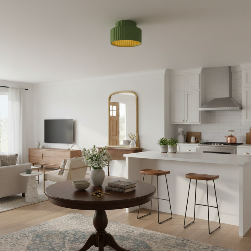 Caelum | Semi Flush Cream Shade Lamp for Modern Classic Interiors