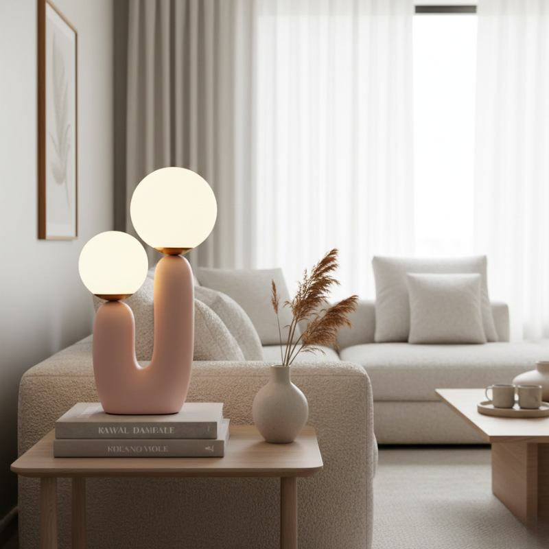 Zavira | Modern Streamlined Glass Globe Table Lamp for Bedroom