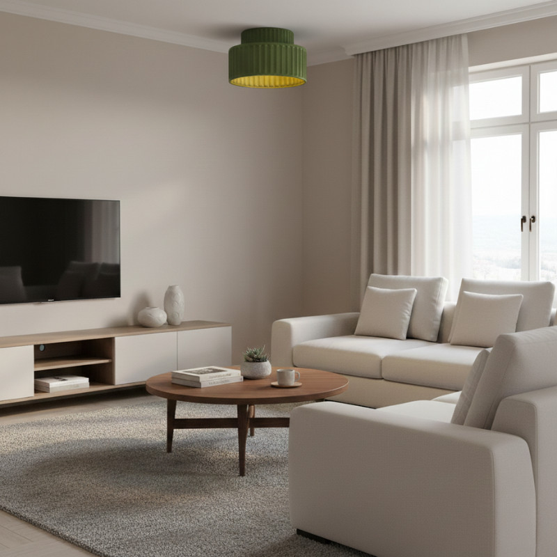 Caelum | Semi Flush Cream Shade Lamp for Modern Classic Interiors