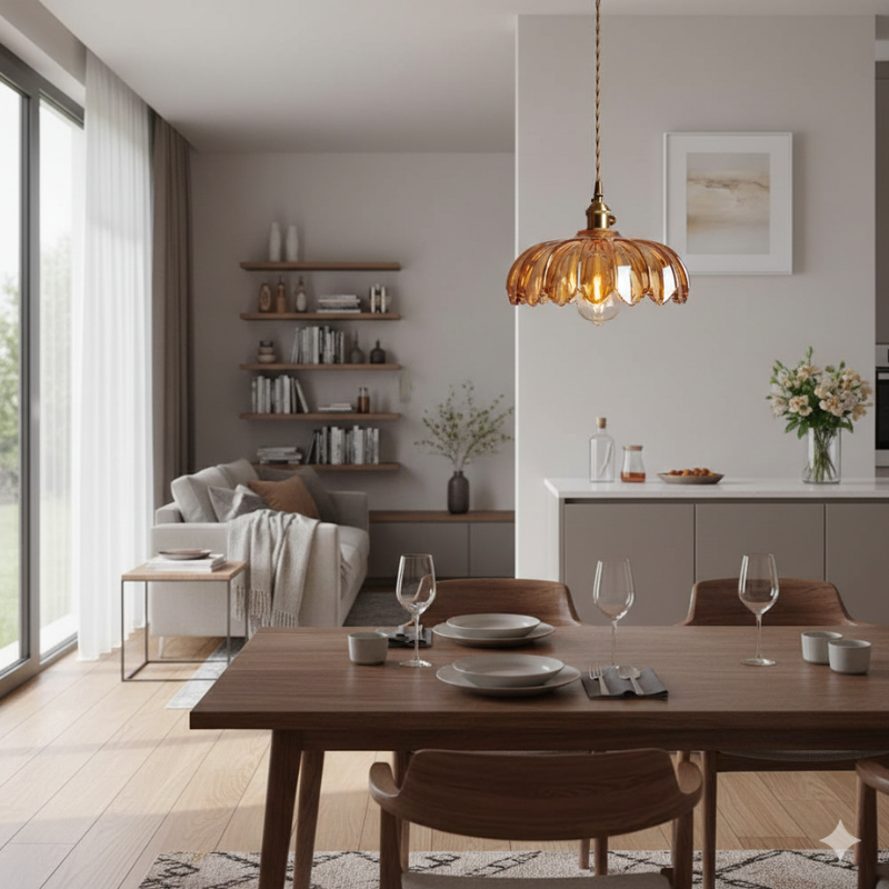 Roselle | Vintage Glass Pendant Light Flower Design for Dining Room