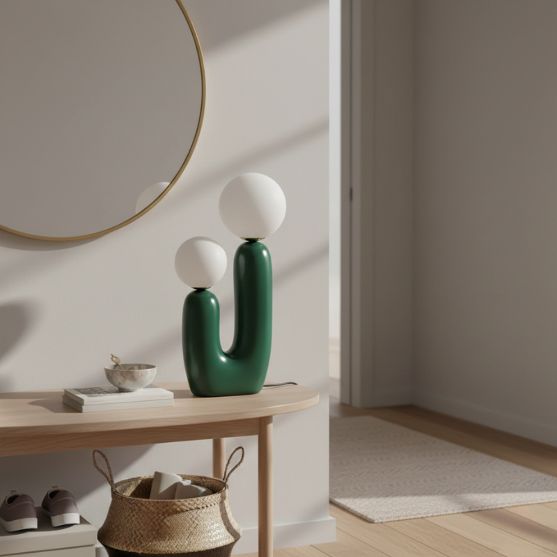 Zavira | Modern Streamlined Glass Globe Table Lamp for Bedroom