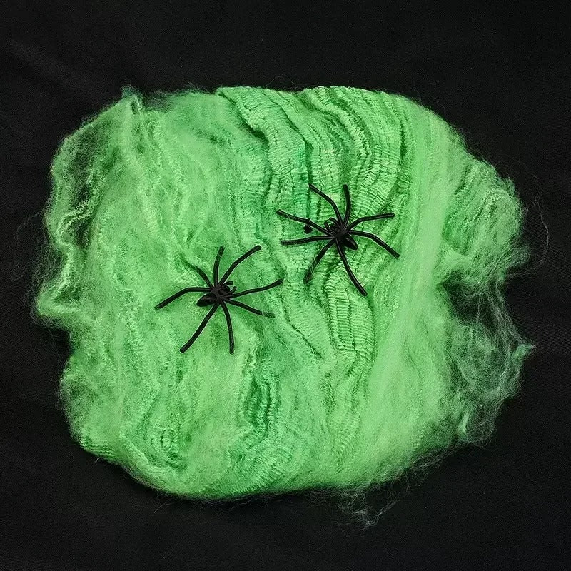 Stretchy Spider Web Cobweb with Spiders - Halloween Decor