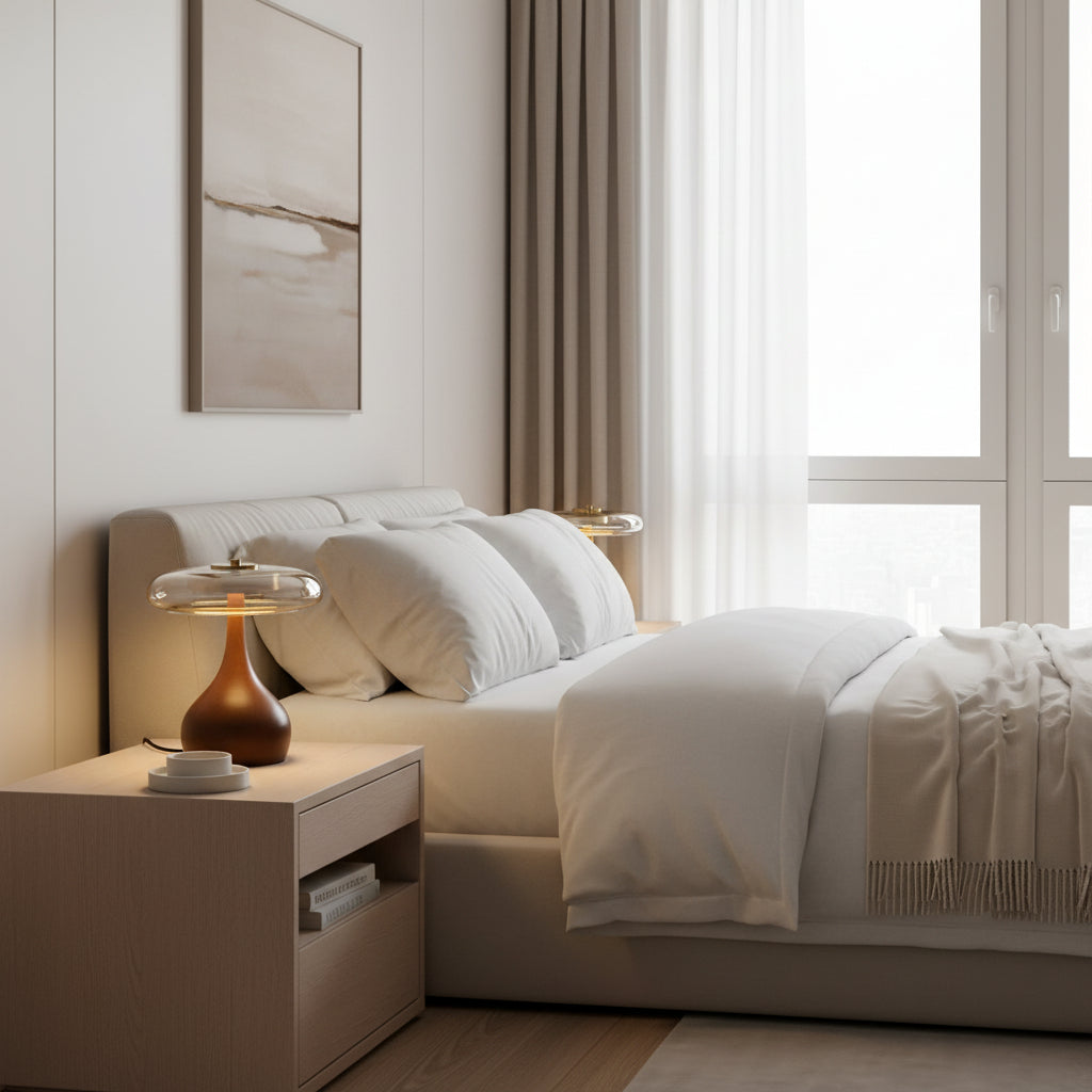 Mistelle | Adjustable Brass Wood LED Cool Light Table Lamp