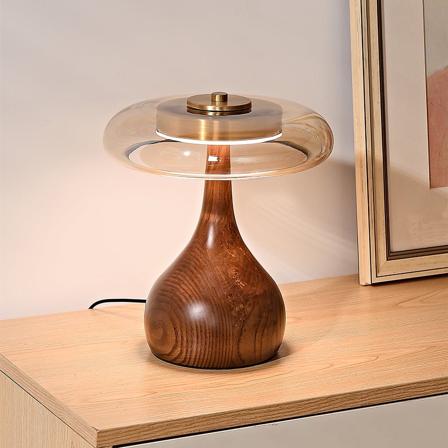 Mistelle | Adjustable Brass Wood LED Cool Light Table Lamp