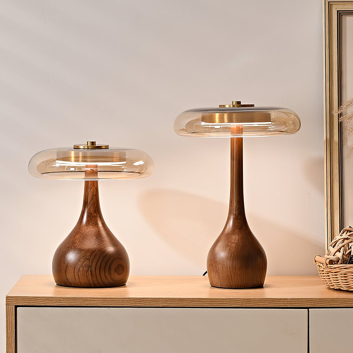 Mistelle | Adjustable Brass Wood LED Cool Light Table Lamp