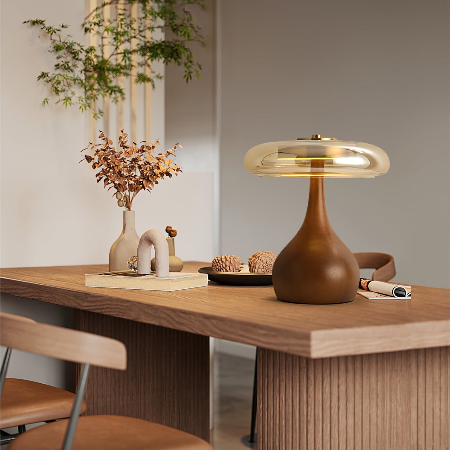 Mistelle | Adjustable Brass Wood LED Cool Light Table Lamp