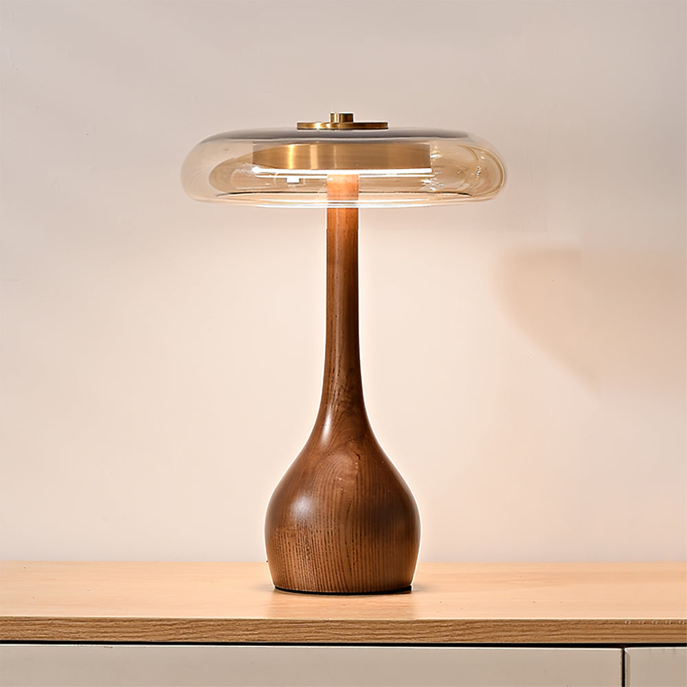 Mistelle | Adjustable Brass Wood LED Cool Light Table Lamp