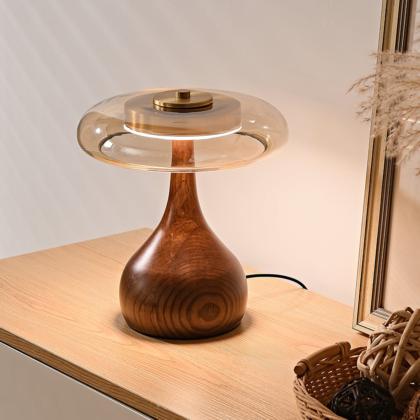 Mistelle | Adjustable Brass Wood LED Cool Light Table Lamp