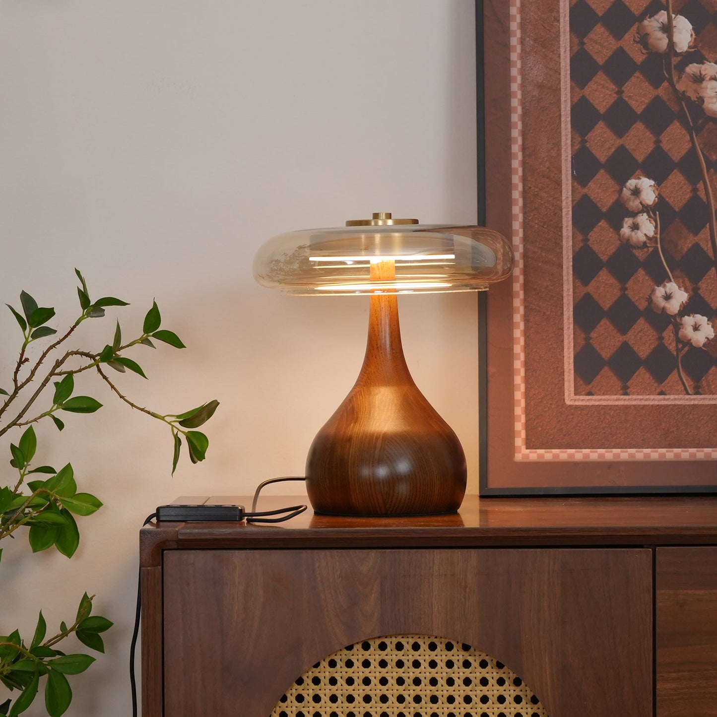 Mistelle | Adjustable Brass Wood LED Cool Light Table Lamp