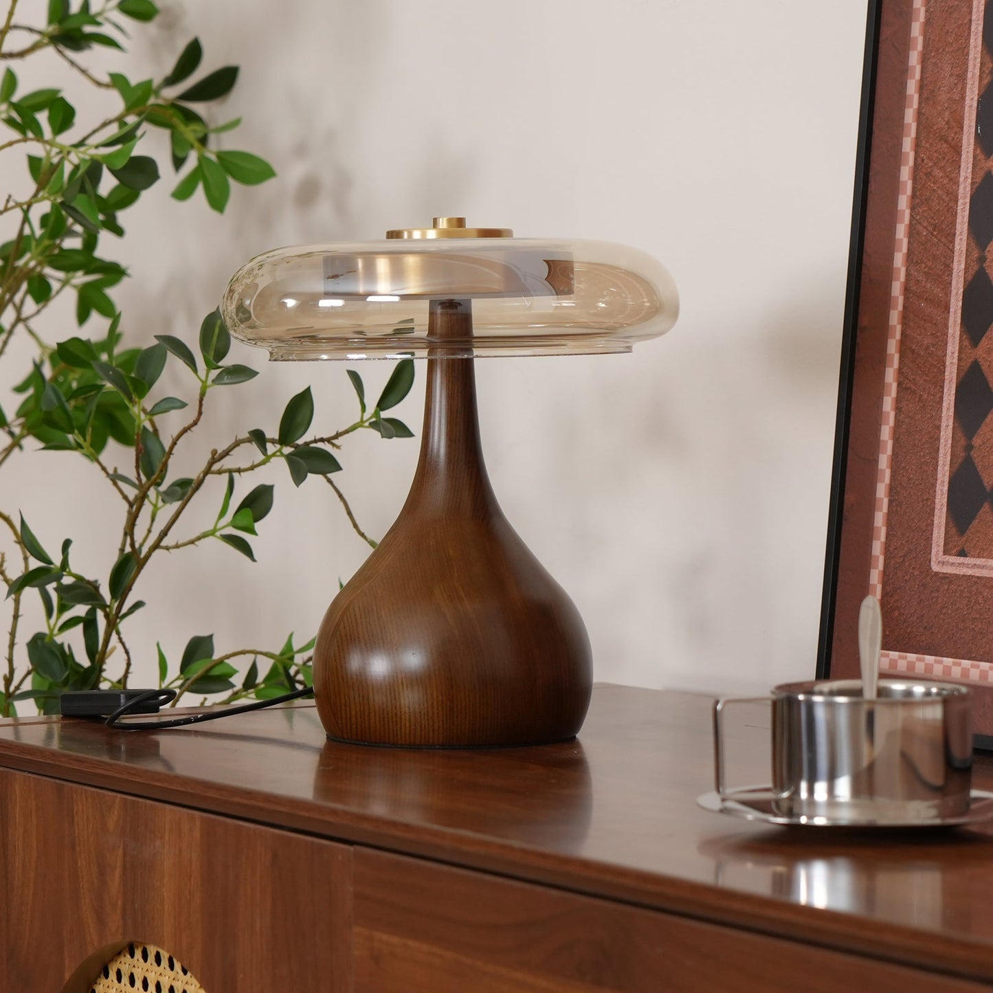 Mistelle | Adjustable Brass Wood LED Cool Light Table Lamp