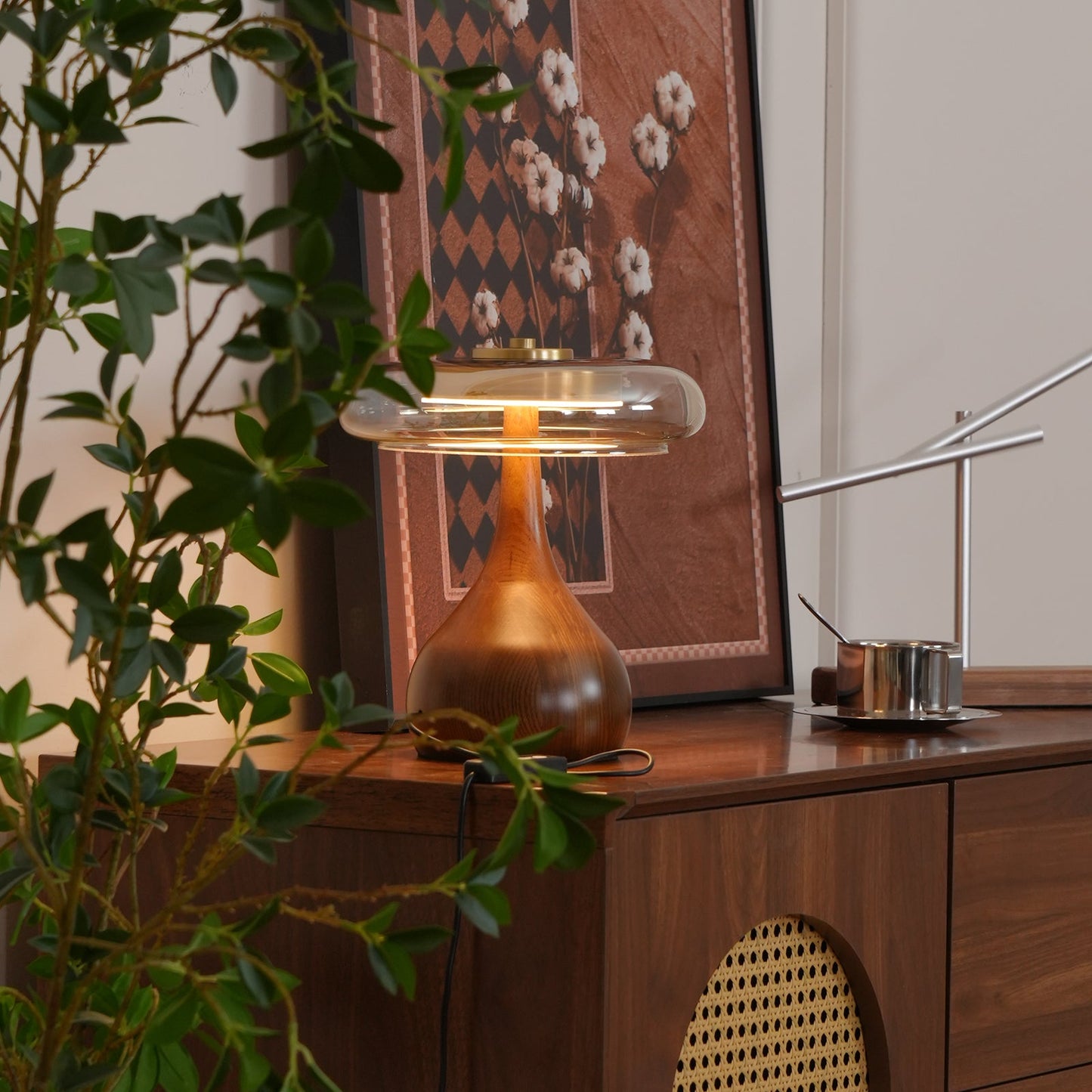 Mistelle | Adjustable Brass Wood LED Cool Light Table Lamp