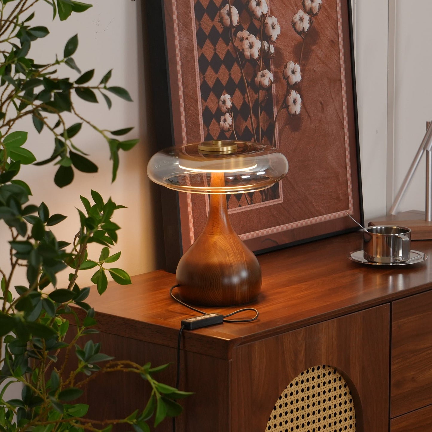 Mistelle | Adjustable Brass Wood LED Cool Light Table Lamp