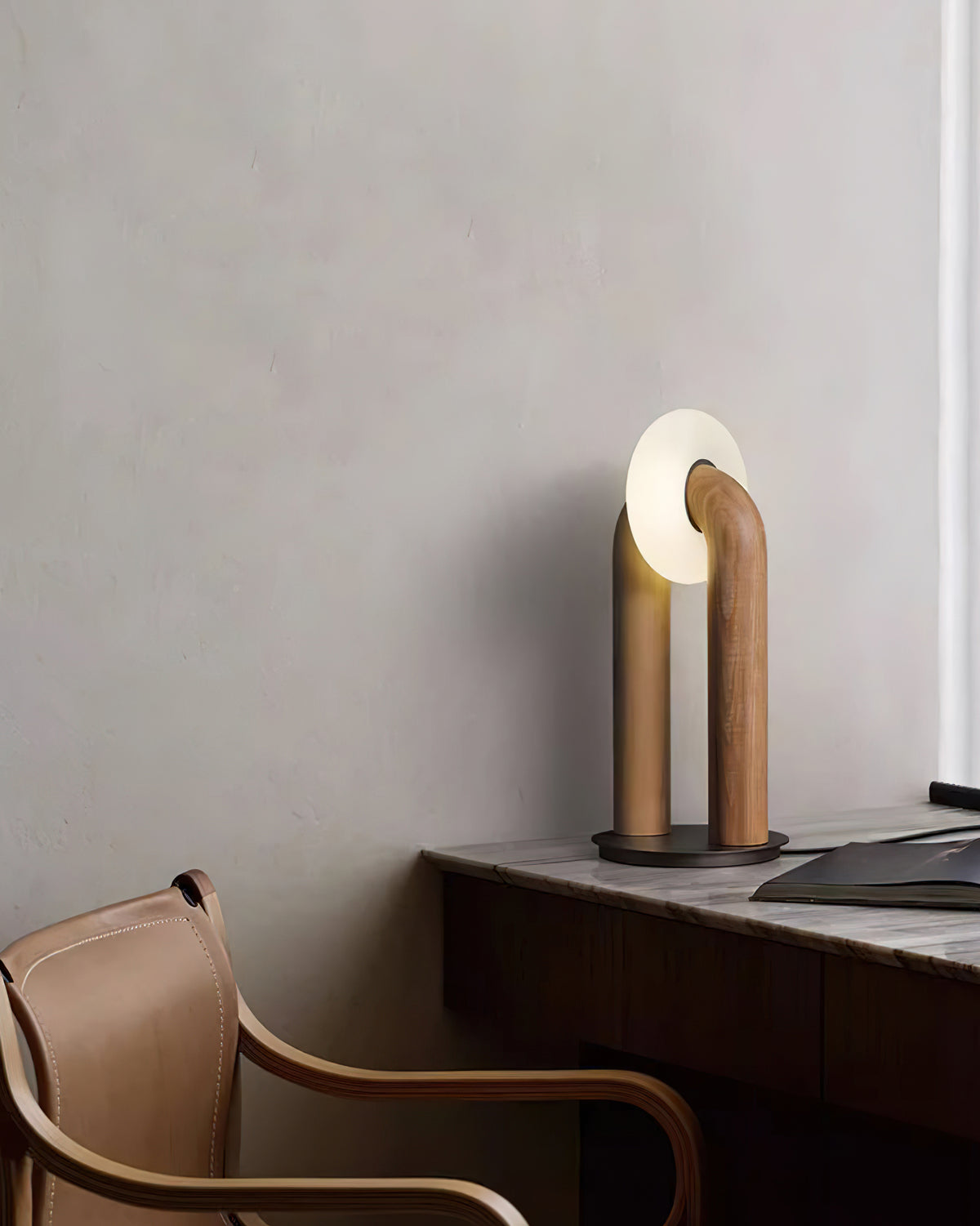 Alaric | Minimalist Modern Desk Lamp Integrated LED Wooden Arc