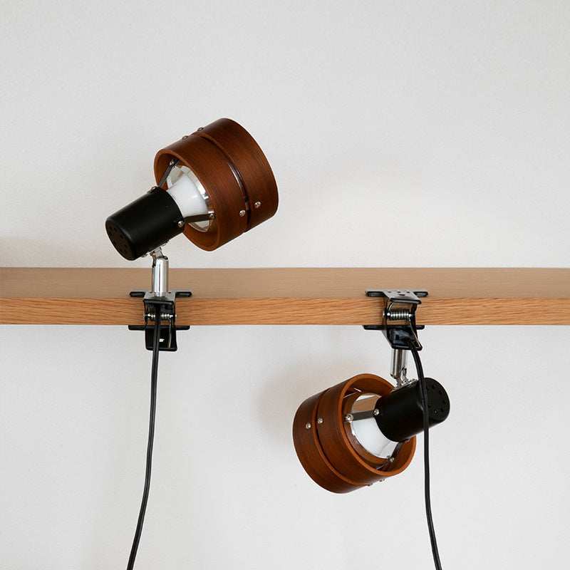 Orenna | Japanese Traditional Clip Table Lamp – Walnut Wood with Acrylic Shade