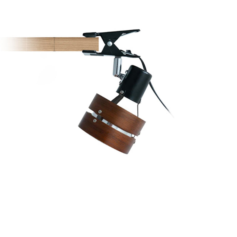 Orenna | Japanese Traditional Clip Table Lamp – Walnut Wood with Acrylic Shade