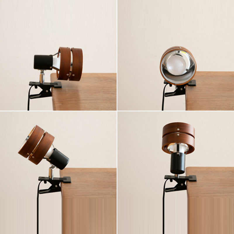 Orenna | Japanese Traditional Clip Table Lamp – Walnut Wood with Acrylic Shade