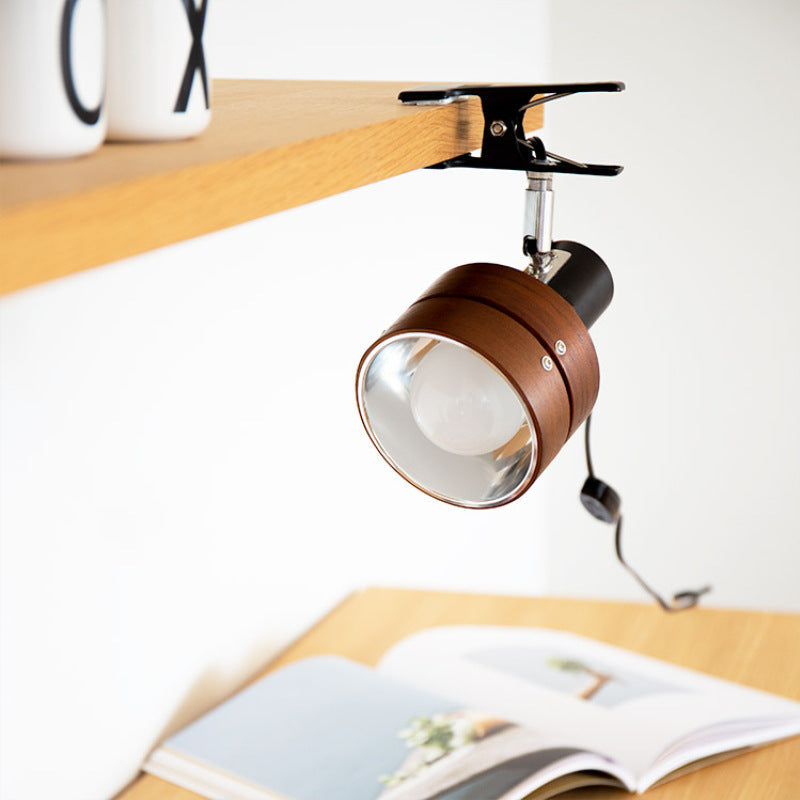 Orenna | Japanese Traditional Clip Table Lamp – Walnut Wood with Acrylic Shade