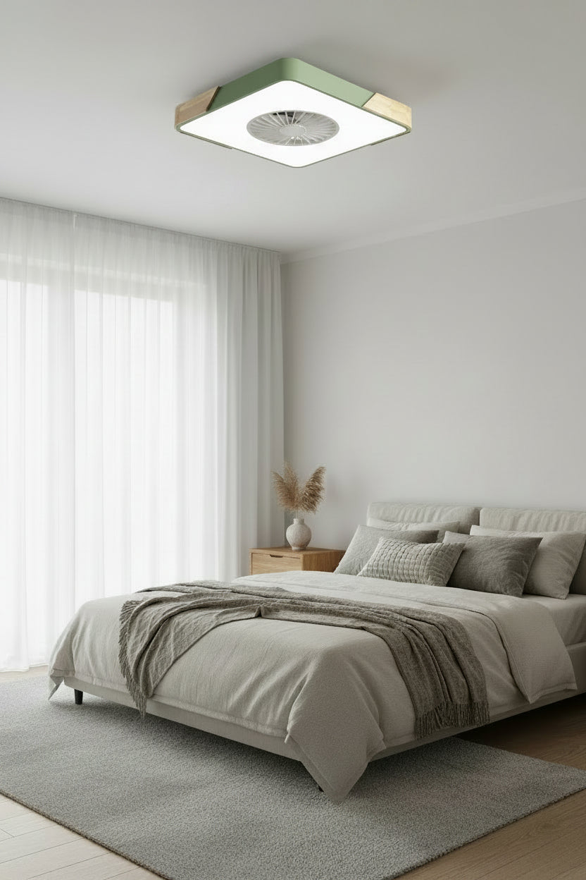 Vittorio | Ceiling Fan with Light Wood LED Flush Mount Fixture