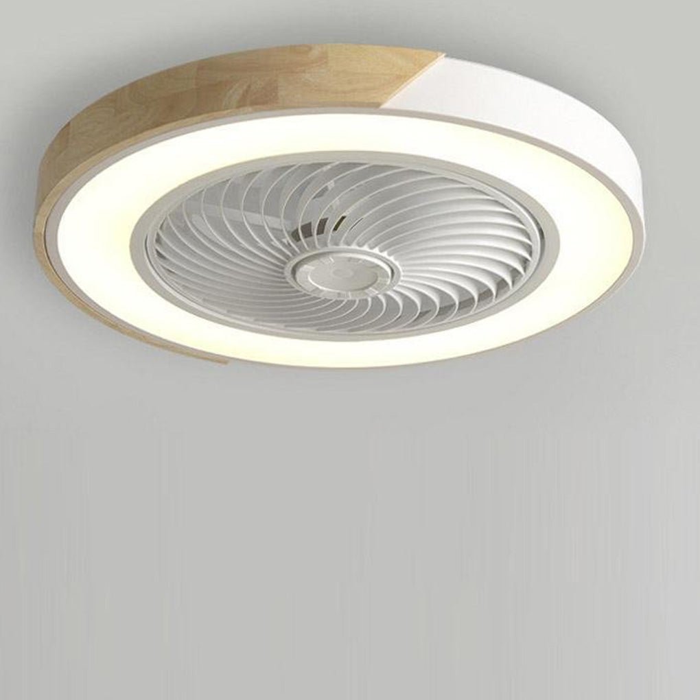 Vittorio | Ceiling Fan with Light Wood LED Flush Mount Fixture
