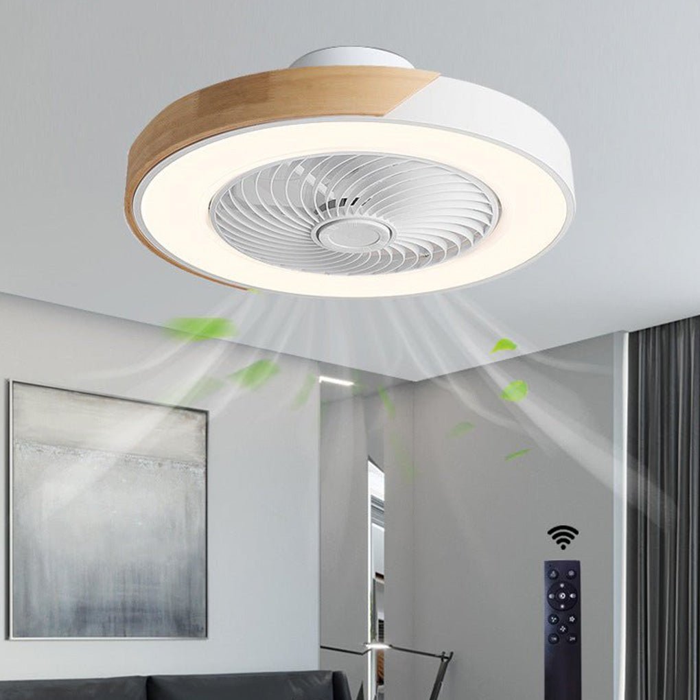 Vittorio | Ceiling Fan with Light Wood LED Flush Mount Fixture