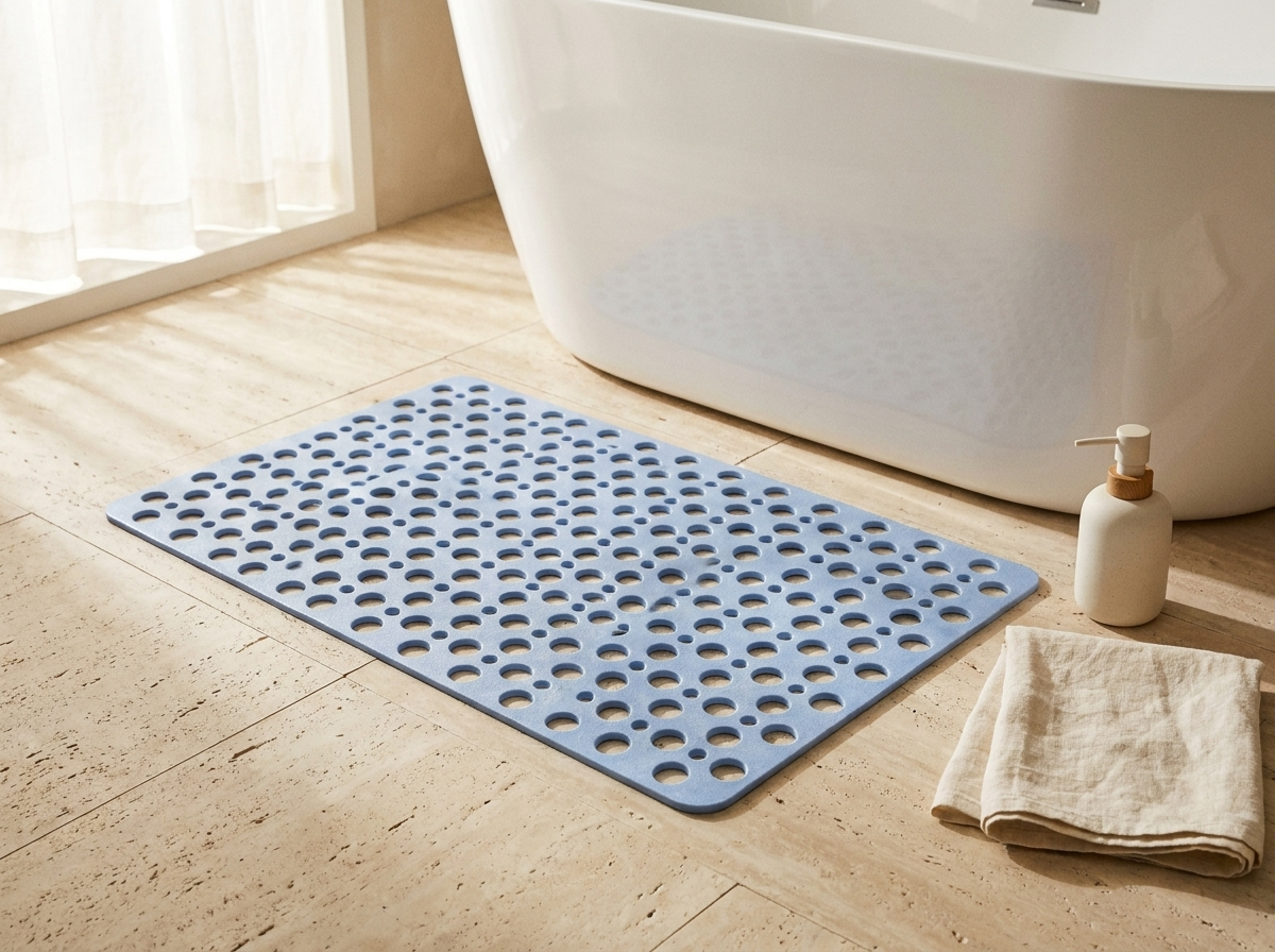 Non-Slip Shower Mat with Suction Cups - Antibacterial TPE