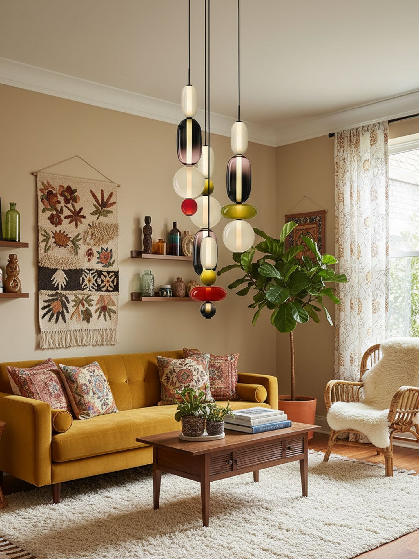 Mara | Colored Glass Pendant Lamp Bedroom Entryway Hanging