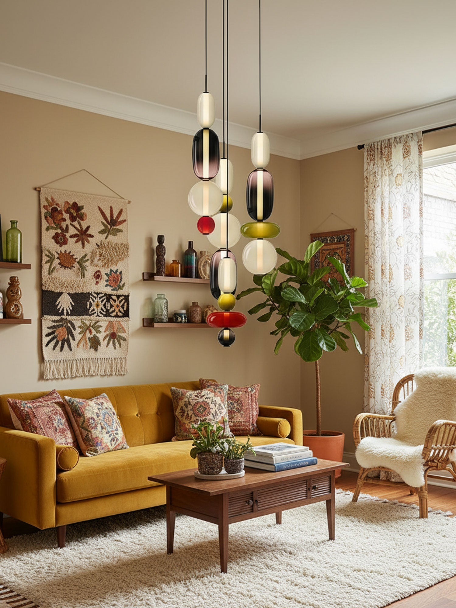 Mara | Colored Glass Pendant Lamp Bedroom Entryway Hanging