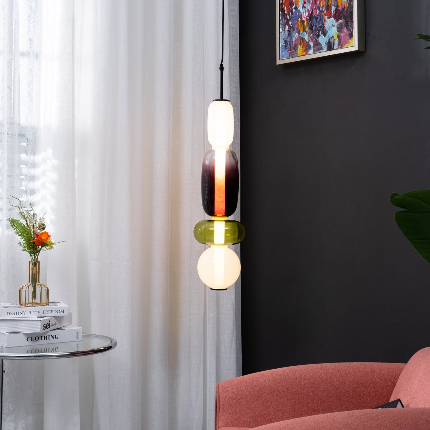 Mara | Colored Glass Pendant Lamp Bedroom Entryway Hanging