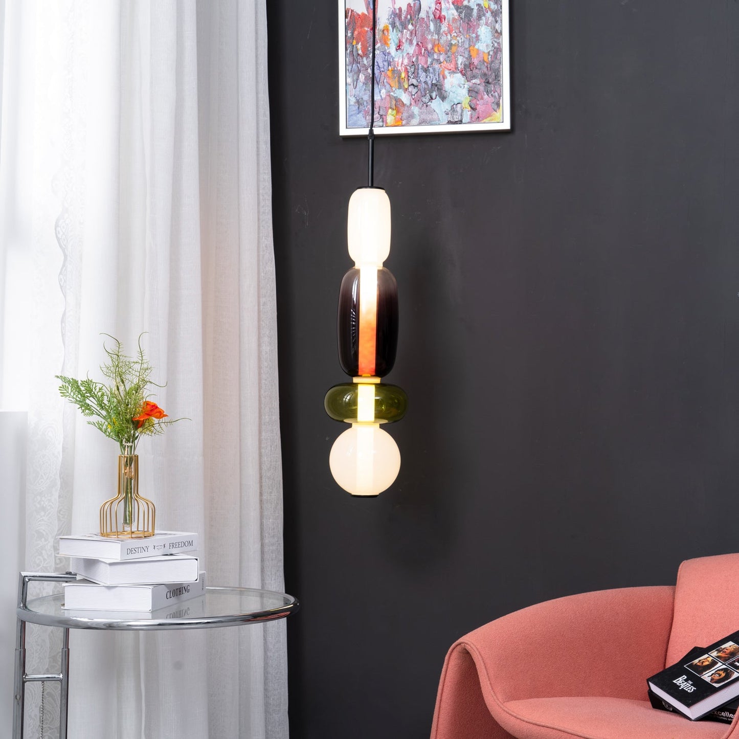 Mara | Colored Glass Pendant Lamp Bedroom Entryway Hanging