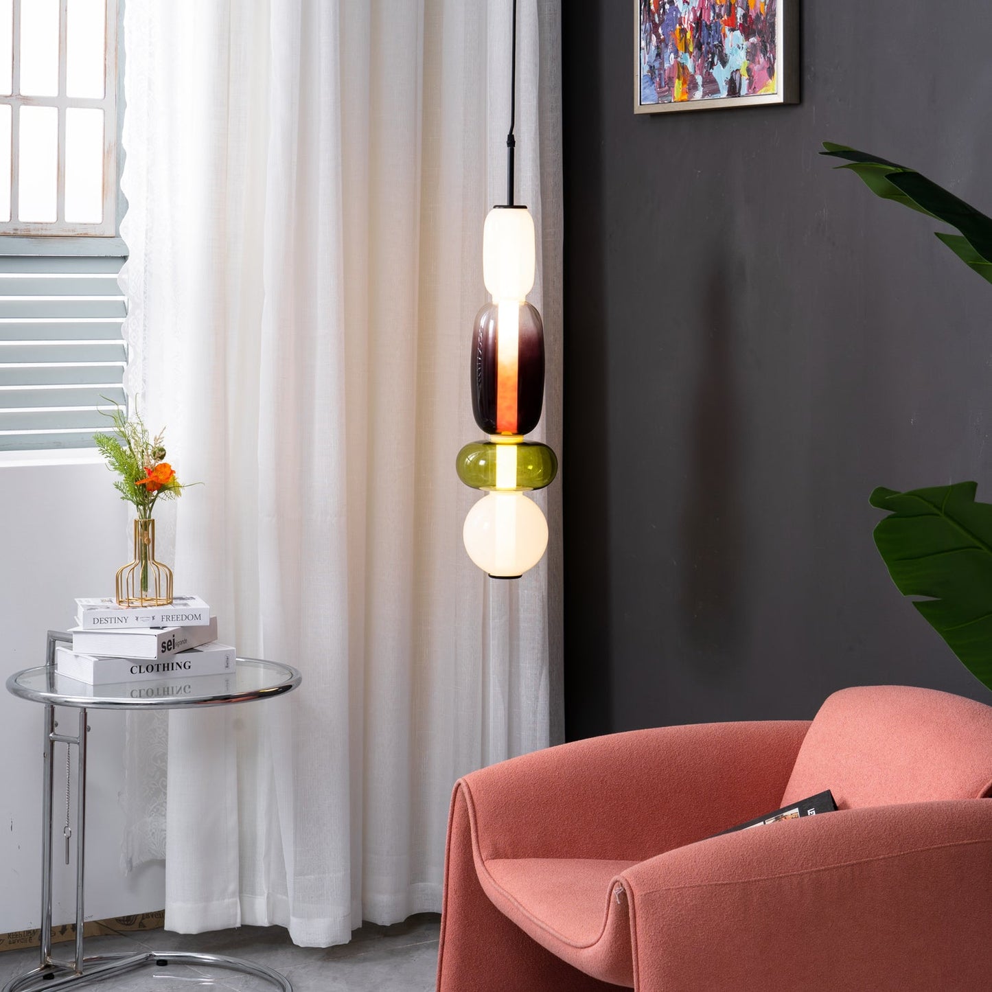 Mara | Colored Glass Pendant Lamp Bedroom Entryway Hanging